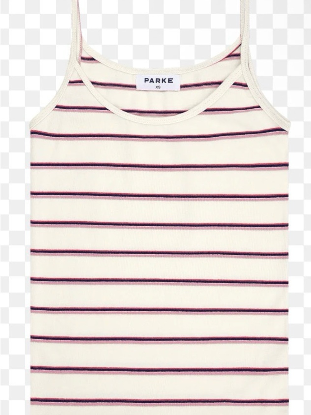 Parker Cream Tank Top with Pink and Navy Stripes
